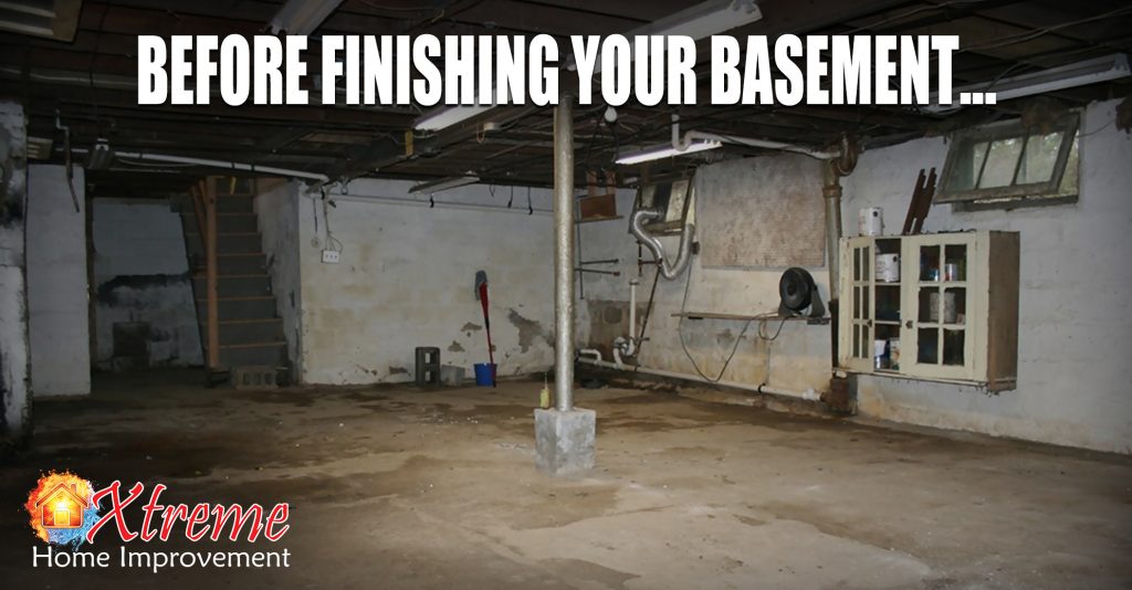 A basement in need of finishing